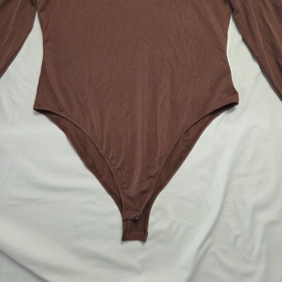 SHEIN Curve Plus Scoop Neck Bodysuit Brown 1XL - Picture 6 of 13